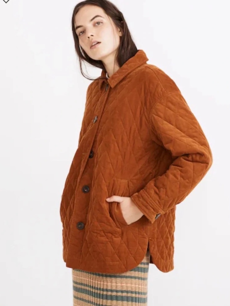Madewell Quilted Corduroy Walton Shirt-Jacket In Golden Pecan - Xs